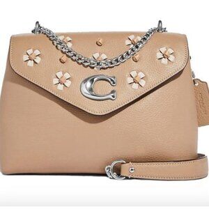 Coach Tammie $450 Leather Floral Embellished Shoulder Bag Free shipping